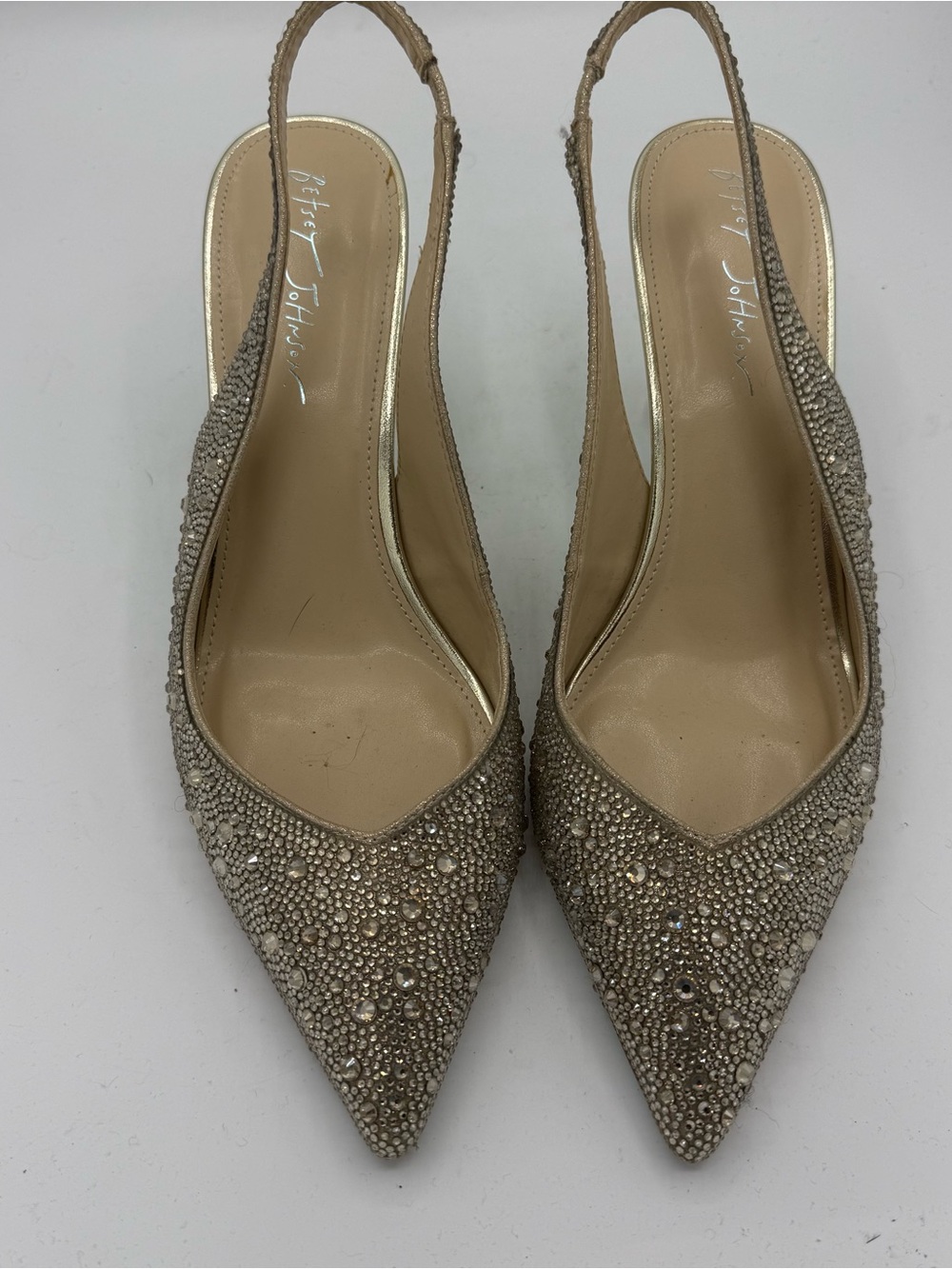 Betsey Johnson Clark Rhinestone Slingback Pumps Shoe Size 11 Pointed Toe Wedding - Picture 7 of 7